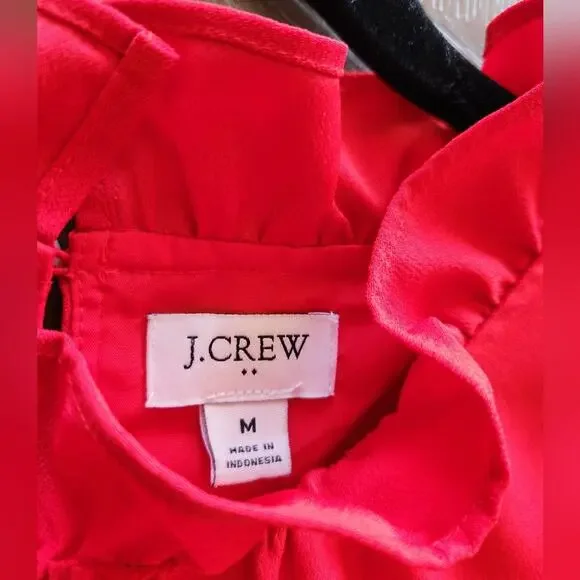 J Crew Red Ruffle Neck Business Casual Tank top Women's size Medium - Picture 6 of 6
